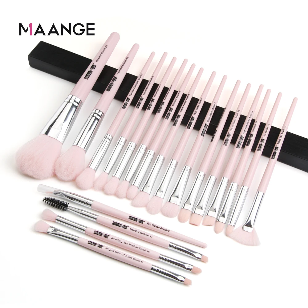 MAANGE Pro 12/20 штук набор кистей для макияжа с сумкой порошок Кисть для растушевки теней для глаз с ресницами, губами Портативный набор кистей для макияжа