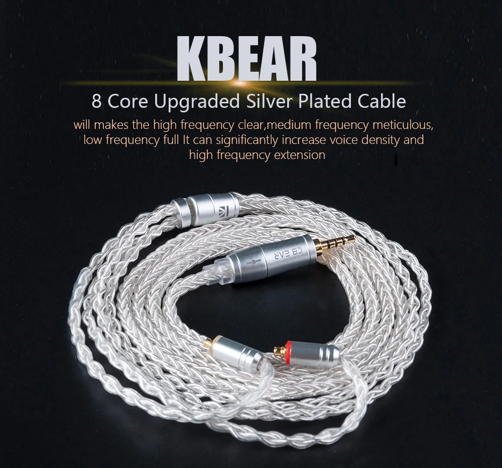 KB ухо наушник 8 Core обновлен с серебряным покрытием кабель 2pin/MMCX/QDC с 2,5/3,5/4,4 кабель для наушников для A10 C10 ZS10 ZST IM2 X6