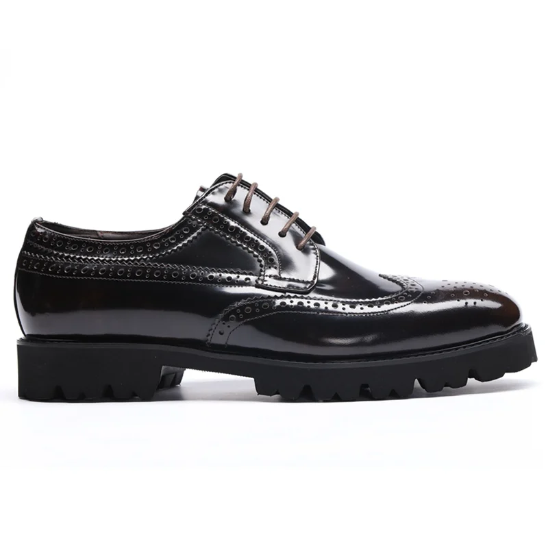 Мужские оксфорды из лакированной кожи с круглым носком на шнуровке|Туфли| |