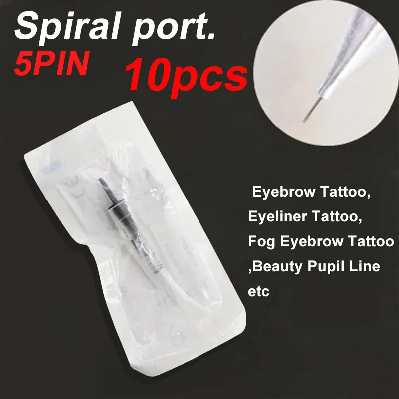 10pcs Spiral 5Pin 1/3/5/7/9/12/24/36/42 булавки Nano Miconeedle спирально-картридж Microneedling Ручка бровей подводка для глаз Татуировка микро иглы Nano советы - Номер модели: 10pcs Spiral 5Pin