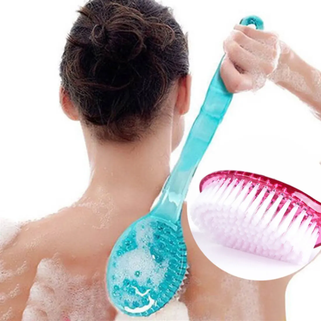 

Bath Brush Back Body Bath Shower Sponge Scrubber Brushes With Handle Exfoliating Scrub Skin Massager Exfoliation Bathroom aids