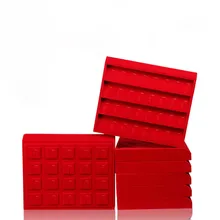 Hot Red Jewelry Ring Necklace Pendant Show Tray Velvet Bracelet Earring Show Stand Organizer Box Holder