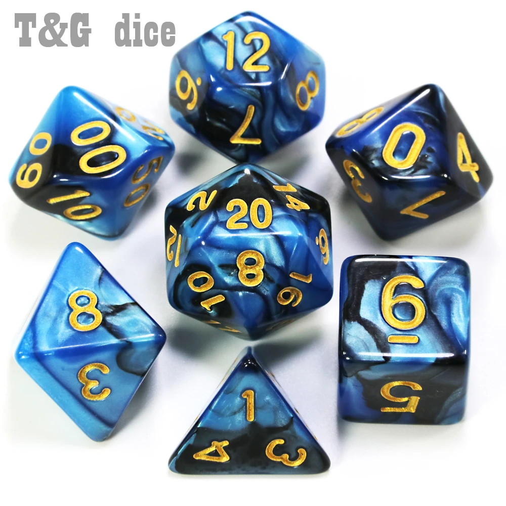 7 шт. игральные кости с сумкой красивого цвета DnD d4 d6 d8 d10 d % d12 d20 многогранная