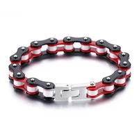 free shipping mens biker bicycle chain bracelets red motorcycle chain link bracelets for men stainless steel jewelry gift
