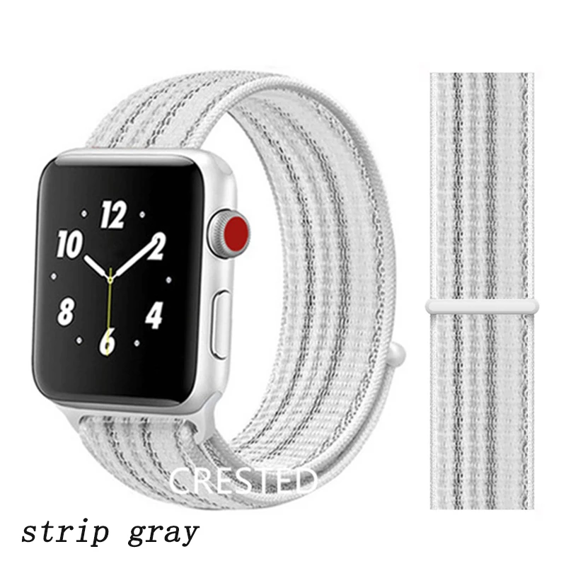 strip gray 29 Спортивная петля ремешок apple watch band 42 мм 38 мм apple watch 4 3 band iwatch band 44 мм 40 мм correa pulseira 42 44 нейлоновый ремешок для часов - Цвет ремешка: strip gray 29