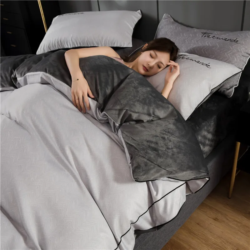 Набор из четырех предметов матового бархата AB простыня с пододеяльником толстая