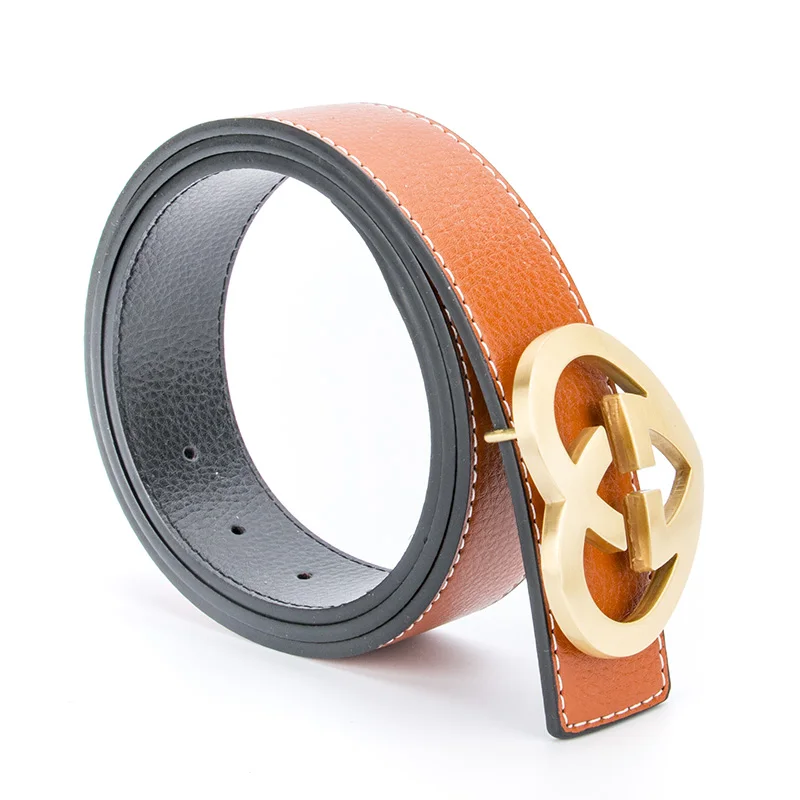 

Brass Buckle Luxury Designer Brand Cowhide Belt Men High Quality Women Genuine Real Leather Dress Blue Strap for Jeans Waistband