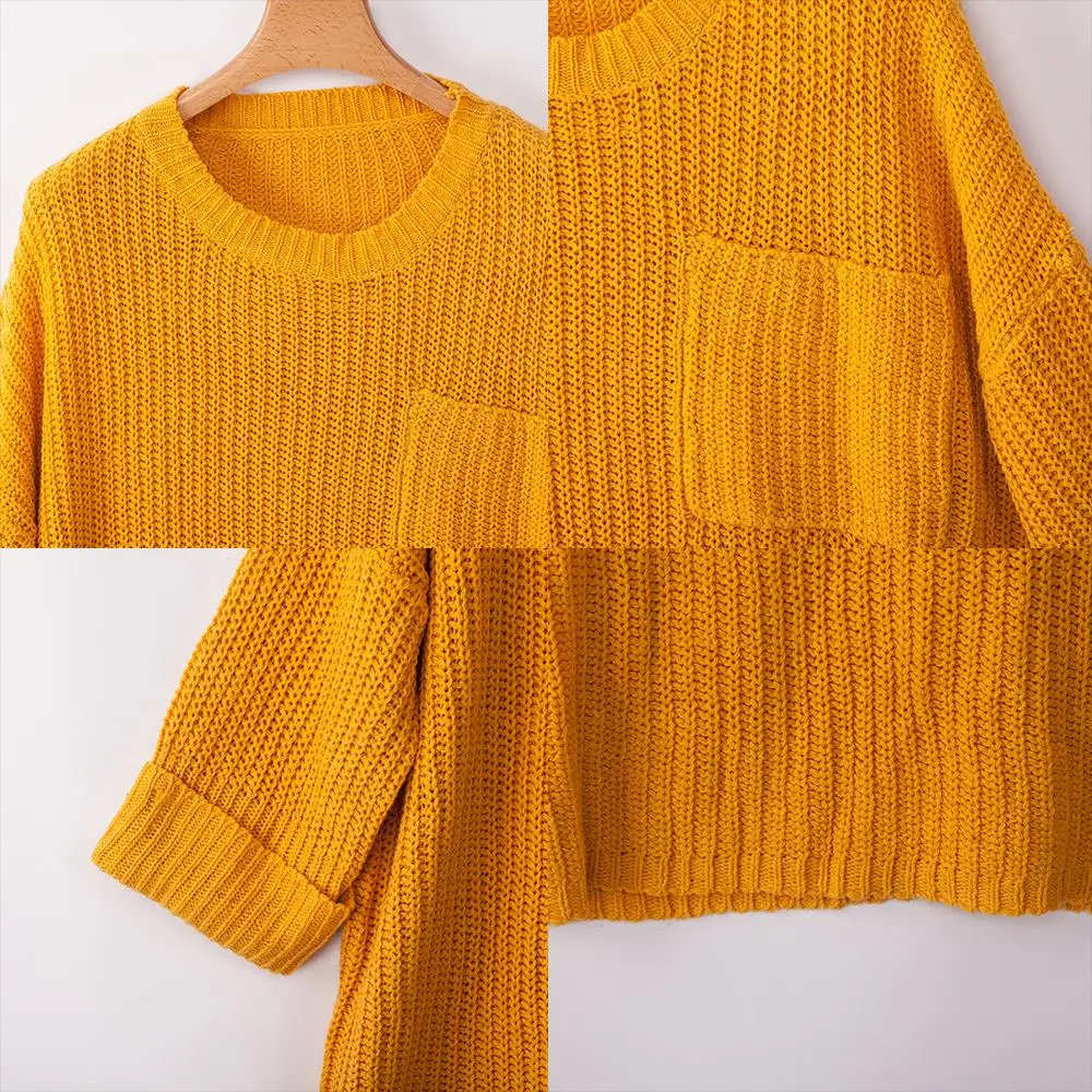 2019 Свободный Длинный свитер с рукавами летучая мышь для женщин однотонный