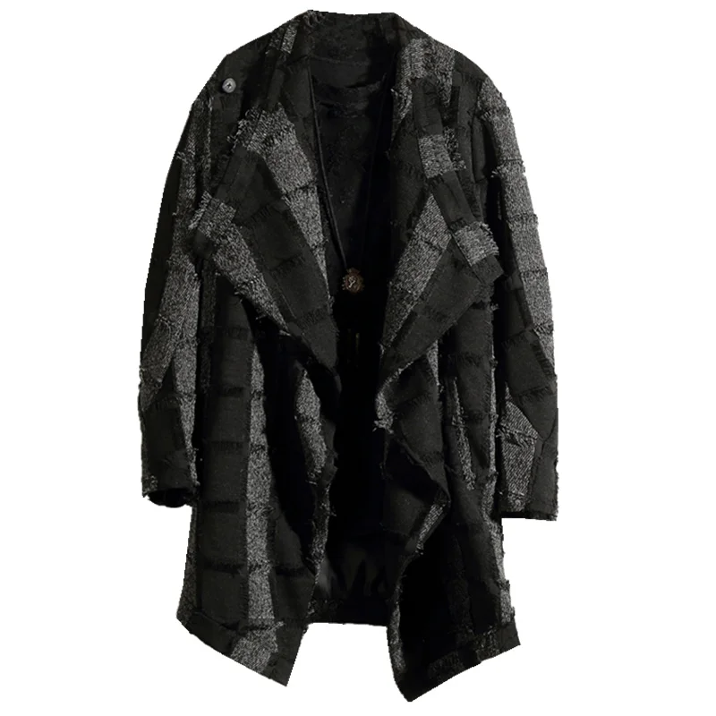 Весенняя Мужская Асимметричная контрастная ветровка средней длины тонкая