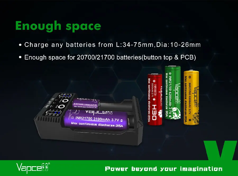 Vapcell U2 2A Смарт мини зарядное устройство USB для li-ion/Lifepo4/Ni-MH/Ni-Cd AAA AAAA C D заряда батареи
