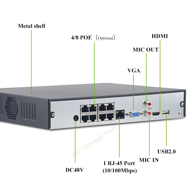 Dahua Multi-language NVR2104HS-P-4KS2 NVR2108HS-8P-4KS2 4/8CH 4/8POE HD 8MP 1SATA H.265 CCTV Network video Recorder ONVIF | Безопасность