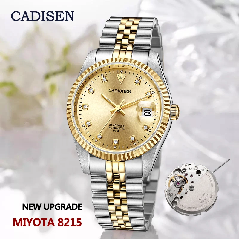 

NEW CADISEN Top Brand Luxury Men Watch Gold Oyster MIYOTA 8215 Watches 5ATM Waterproof Business Wristwatch relogio masculino