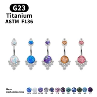 f136 g23 titanium navel piercing belly button ring body piercing jewelry for women opal zircon belly button ring 2022 popular