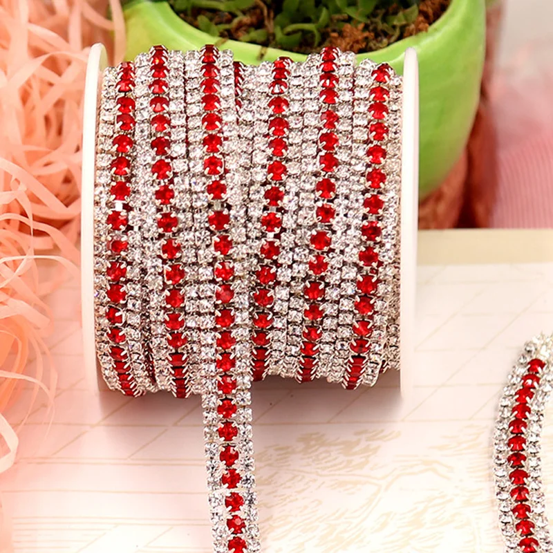 Цепочка для стразы блестящая кристалл страз клея 1 ярд 3 ряда | Дом и сад