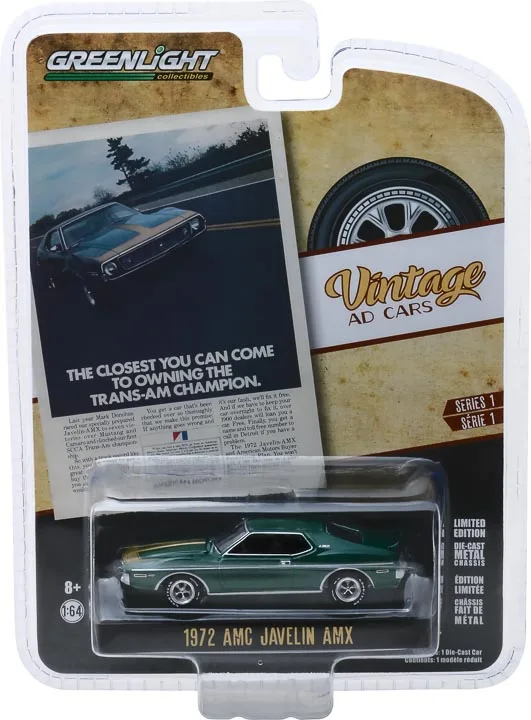 GreenLight 1:64 1900 AMC Javelin AMX винтажная модель автомобиля из сплава металлические игрушки