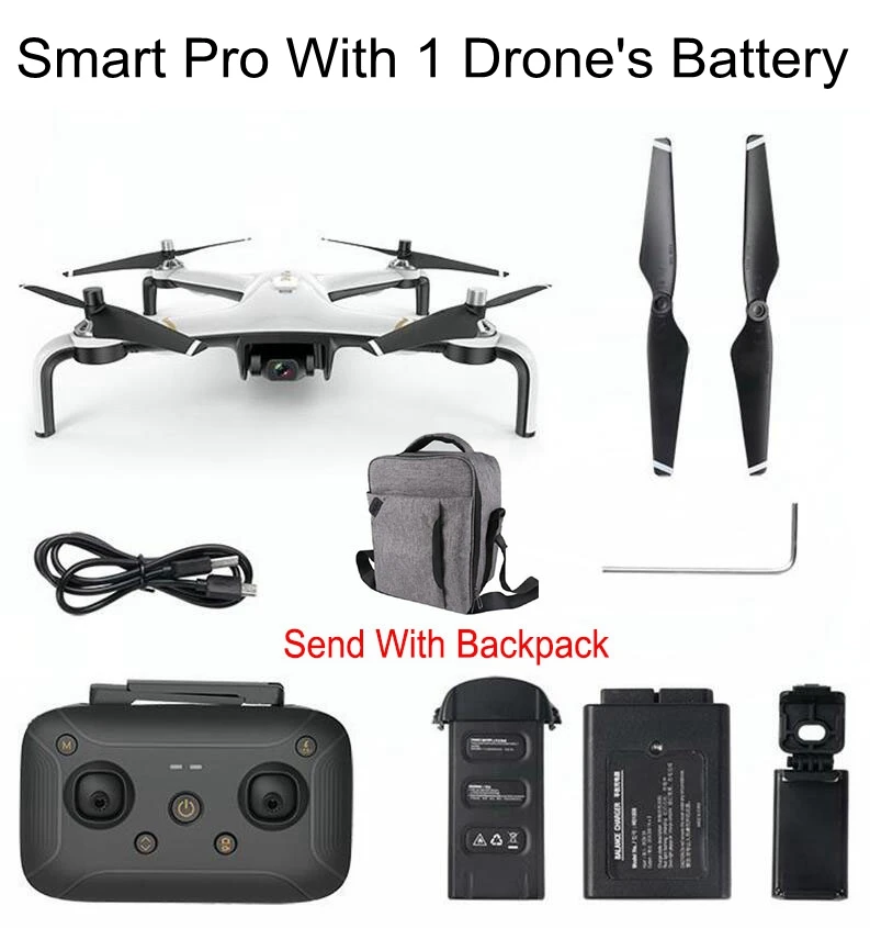 Smart Pro 1B Bag Дрон горячий FN бесщеточный мотор Smart Pro RC gps Дрон 2 км Расстояние полета оптический поток 1 км FPV 2-осевой карданный Fpv камера Вертолет - Цвет: Smart Pro 1B Bag