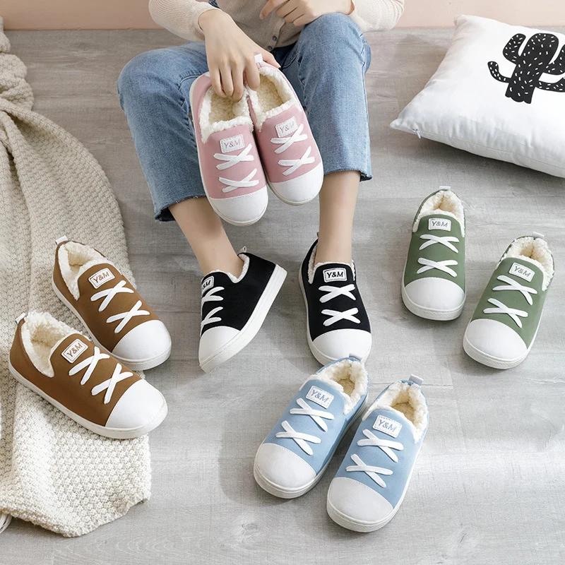

Waterproof Antiskid Home Slippers Winter Warm Ladies Women Shoes Soft Comfort Men Slippers Couples Shoes for Indoor Outdoor 2021