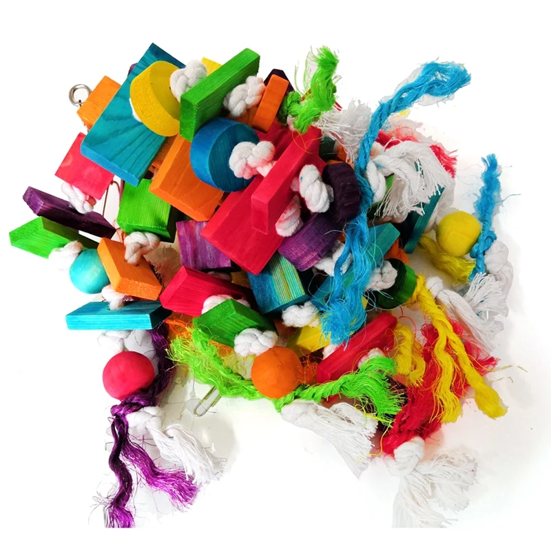 Деревянная жевательная игрушка для птиц 3 шт. банан яблоко хлопковая веревка