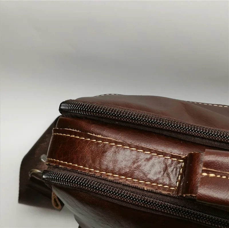 Fashion retro high quality natural real leather youth brown portable briefcase outdoor work lawyer laptop Shoulder Messenger Bag