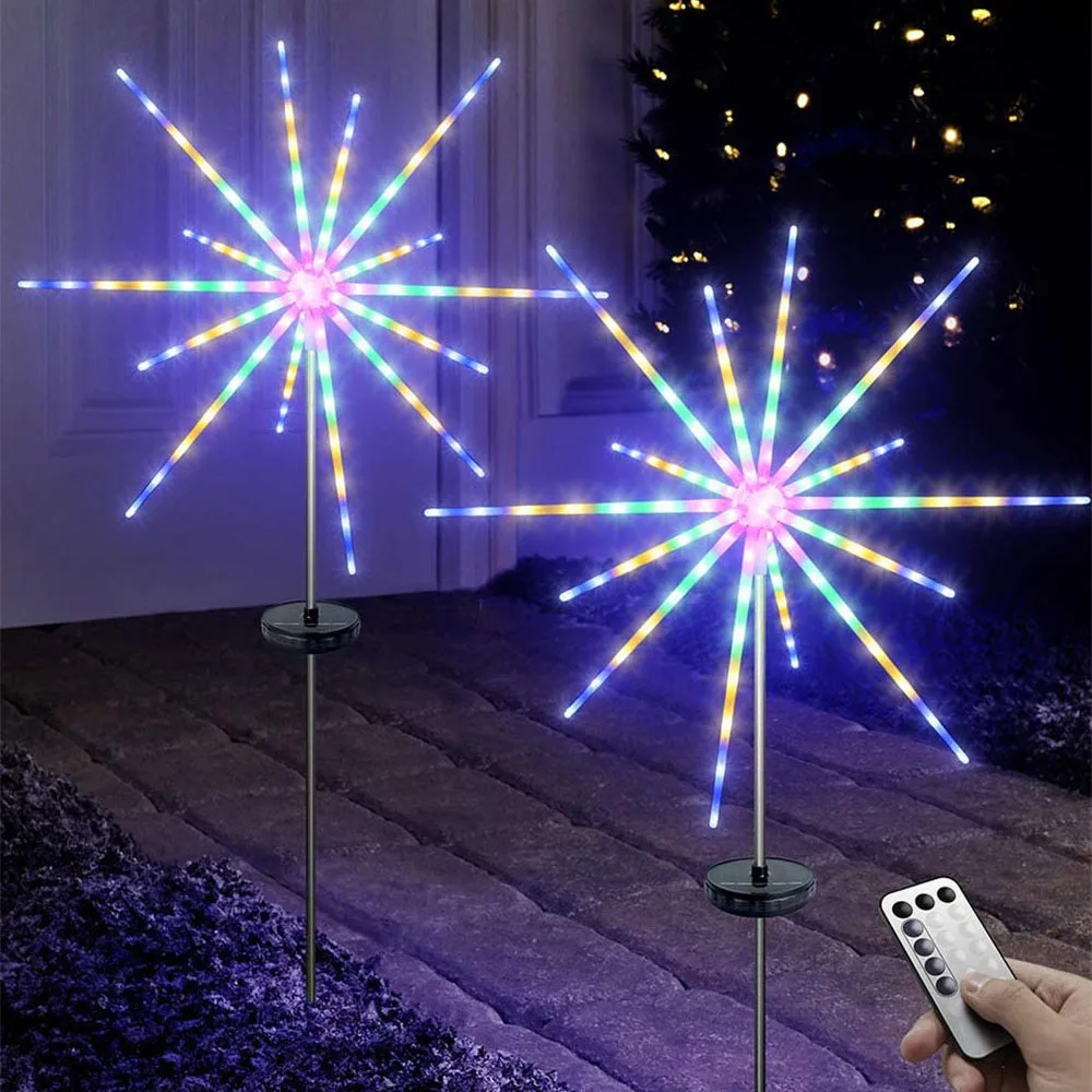 

Solar Firework Meteor Lights Outdoor Solar Garden Decorative Starry Starburst Lights with Remote for Patio Yard Christmas Decor