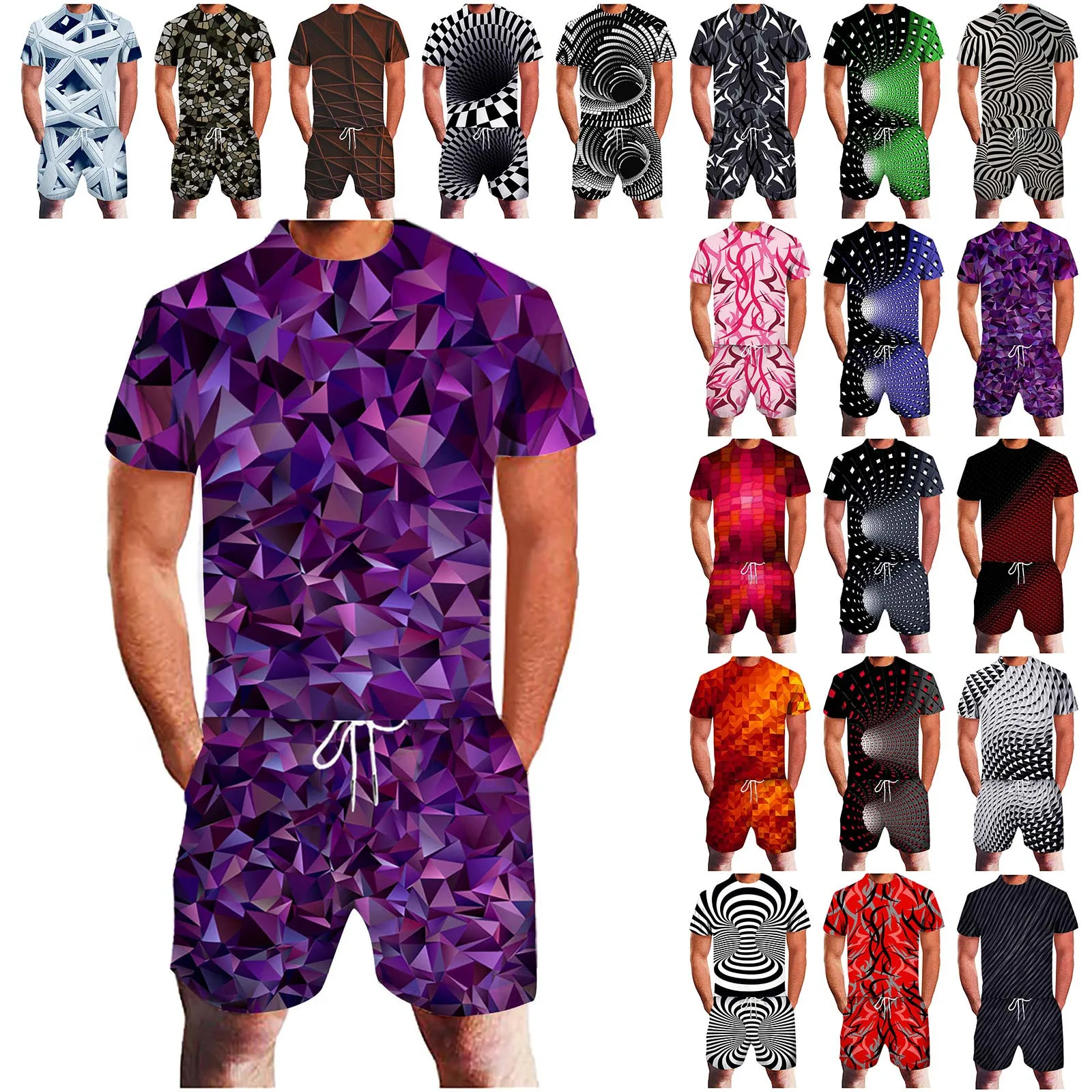 

Summer Men's Suit T-shirt Beach Shorts Two-piece Sets 3d Starry Sky Men's Clothing Suit Large Size Outdoor Fitness Running Sets