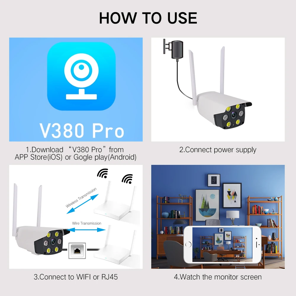 1080P Wifi PTZ камера беспроводная IP наружная IP66 Всепогодная безопасность ночное