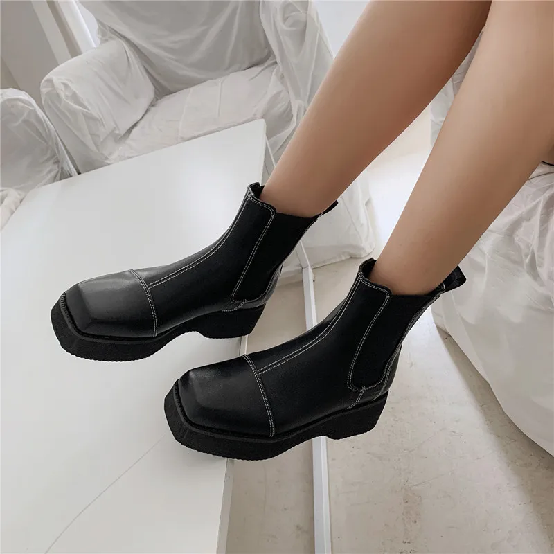 

Asumer 2020 new fashion Chelsea boots woman flat platform shoes comfortable punk casual autumn winter ankle boots women