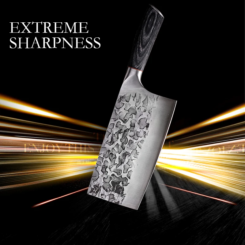 

New Kitchen Knife 5 7 8 inch 7Cr17 440C Stainless Steel Utility Cleaver Chef Knife Drawing Meat Santoku Cooking Tool Set Chinese