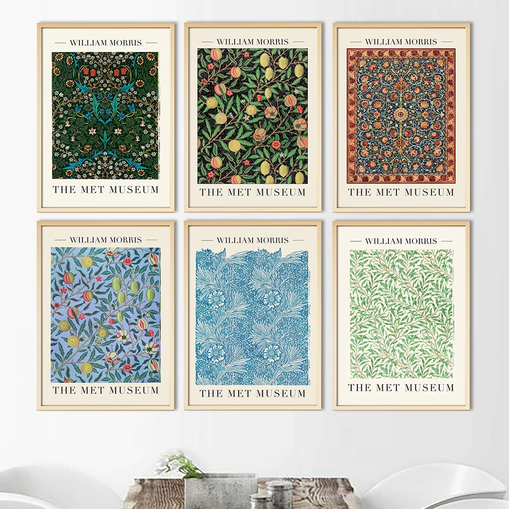 

William Morris Canvas Print The Tulip and Blue Marigold Exhibition Poster London Underground Painting Wall DecorArt Nouveau