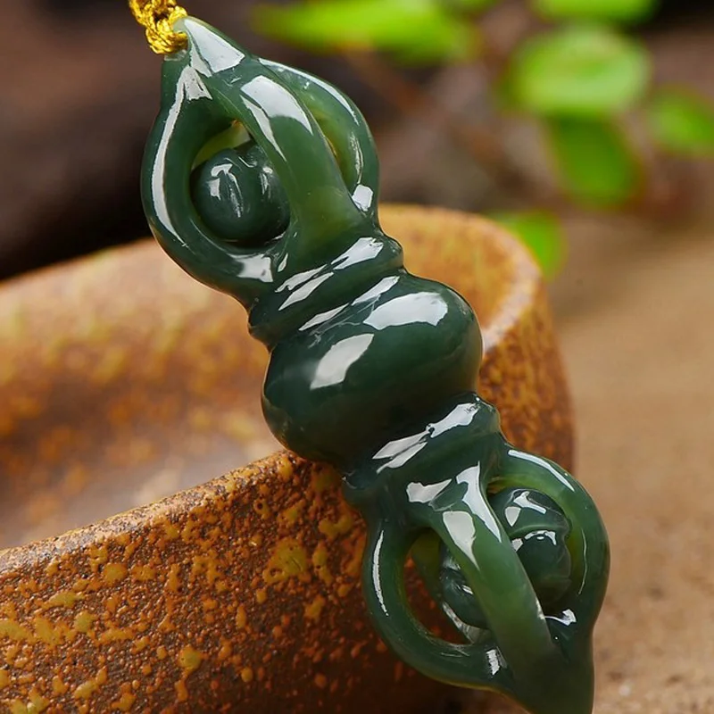 Натуральный темно зеленый HETIAN Nephrite искусственный буддийский счастливый амулет