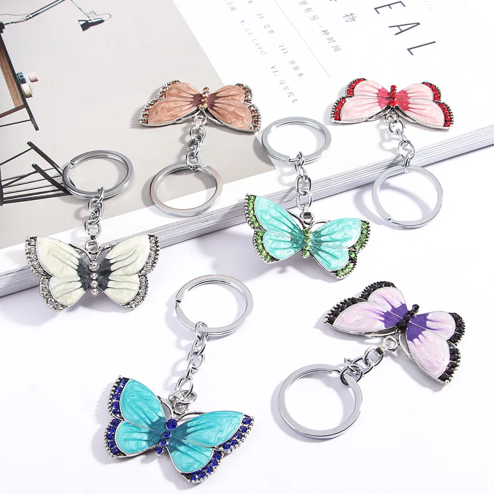 Брелки для ключей в виде бабочки высокого качества кольца с кристаллами