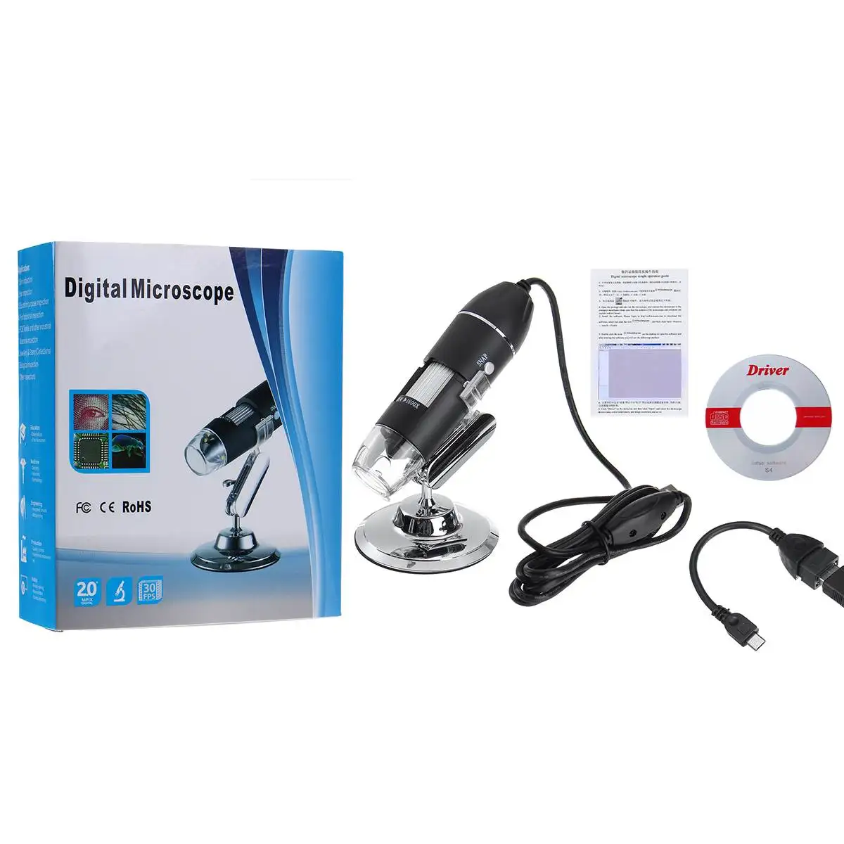 Цифровой микроскоп 1600X/1000X 2MP 1080P 8 светодиодный Type C/Micro лупа USB электронный стерео