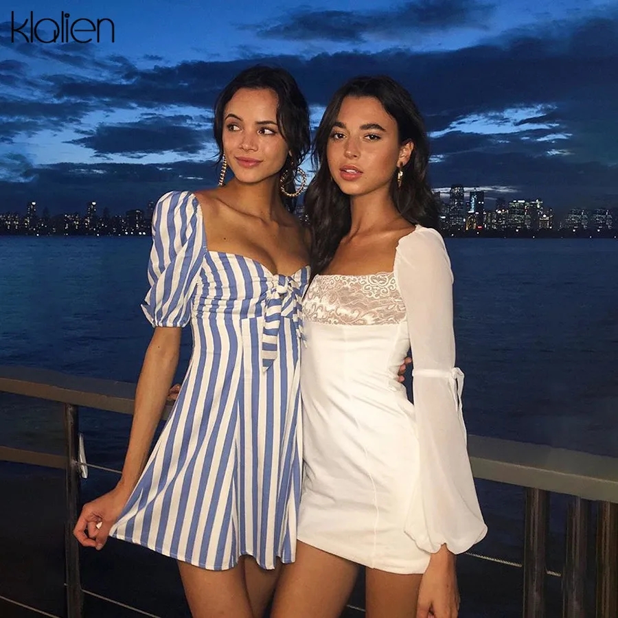 KLALIEN Осеннее популярное с кисточками просвечивающее элегантное облегающее мини