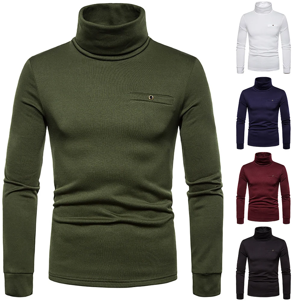 

Mens Inner Wear Sweater Solid Men Roll Collar Pullover Knit Casual Long Sleeve Basic Classic Men Tops Multicolor Daily Wear Tops
