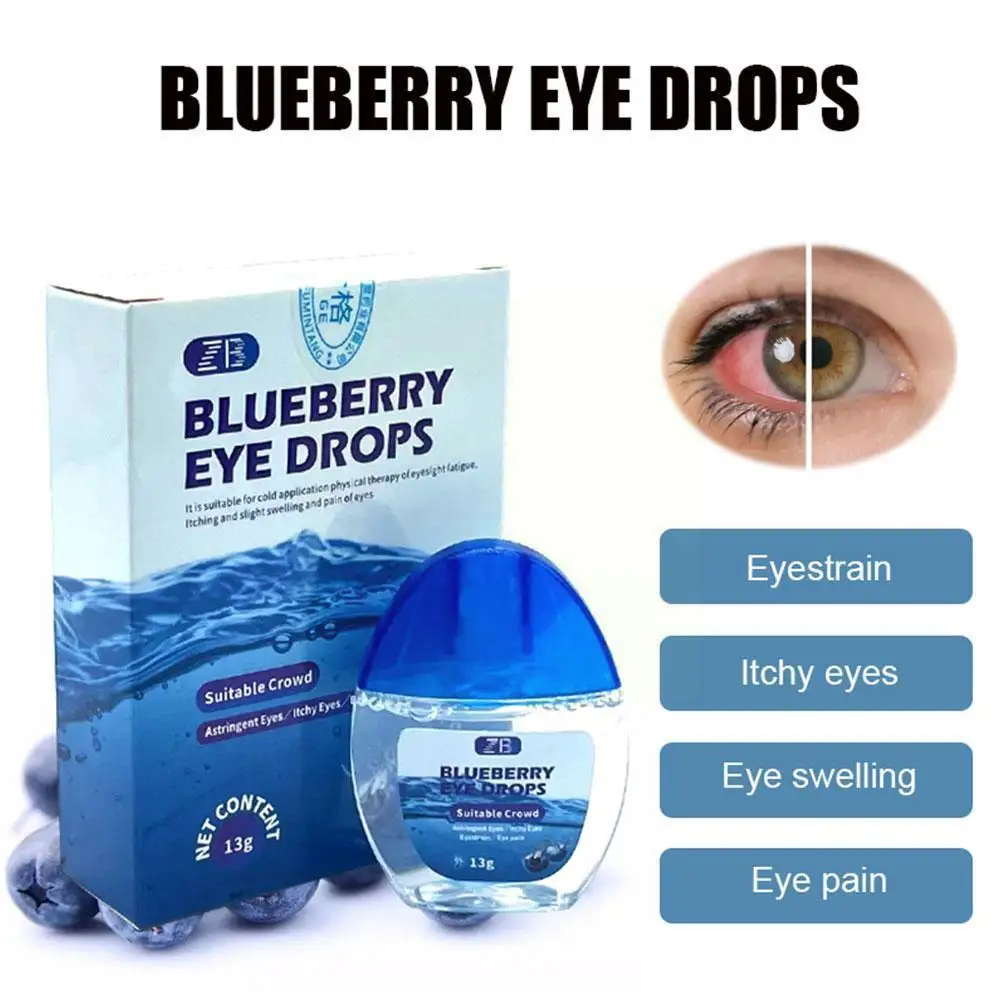 

13G Blueberry Eye Drops Relieve Red Eye Discomfort, Itchy Care Eyes, Vision, Detox Care Dry Blurred Clean Solution Dressing N4B9