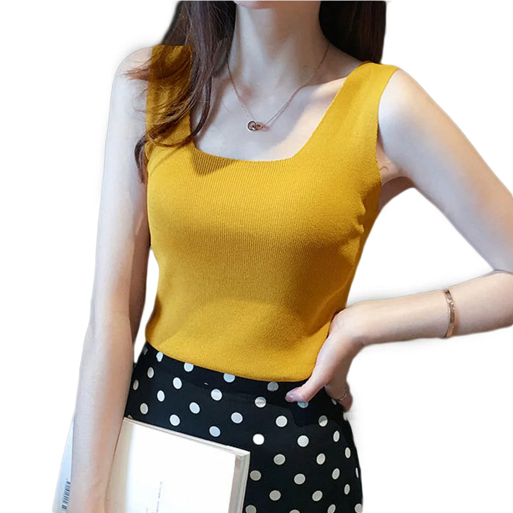 

Топ женский базовый с квадратным вырезом, повседневная черная футболка без рукавов, пикантная майка с открытыми плечами и открытой спиной, ...