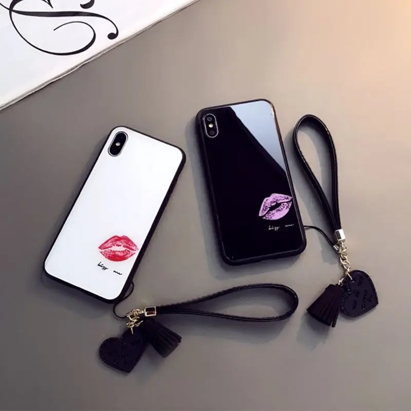 Любовь Сердце кисточкой ручной наручный ремень ремешок для телефона iPhone 7 8X6 samsung Xiaomi камера USB флэш-накопители брелки