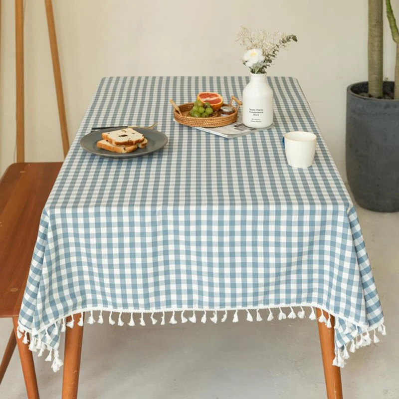 Скатерть прямоугольная в сетку элегантная льняная скатерть украшение для дома -