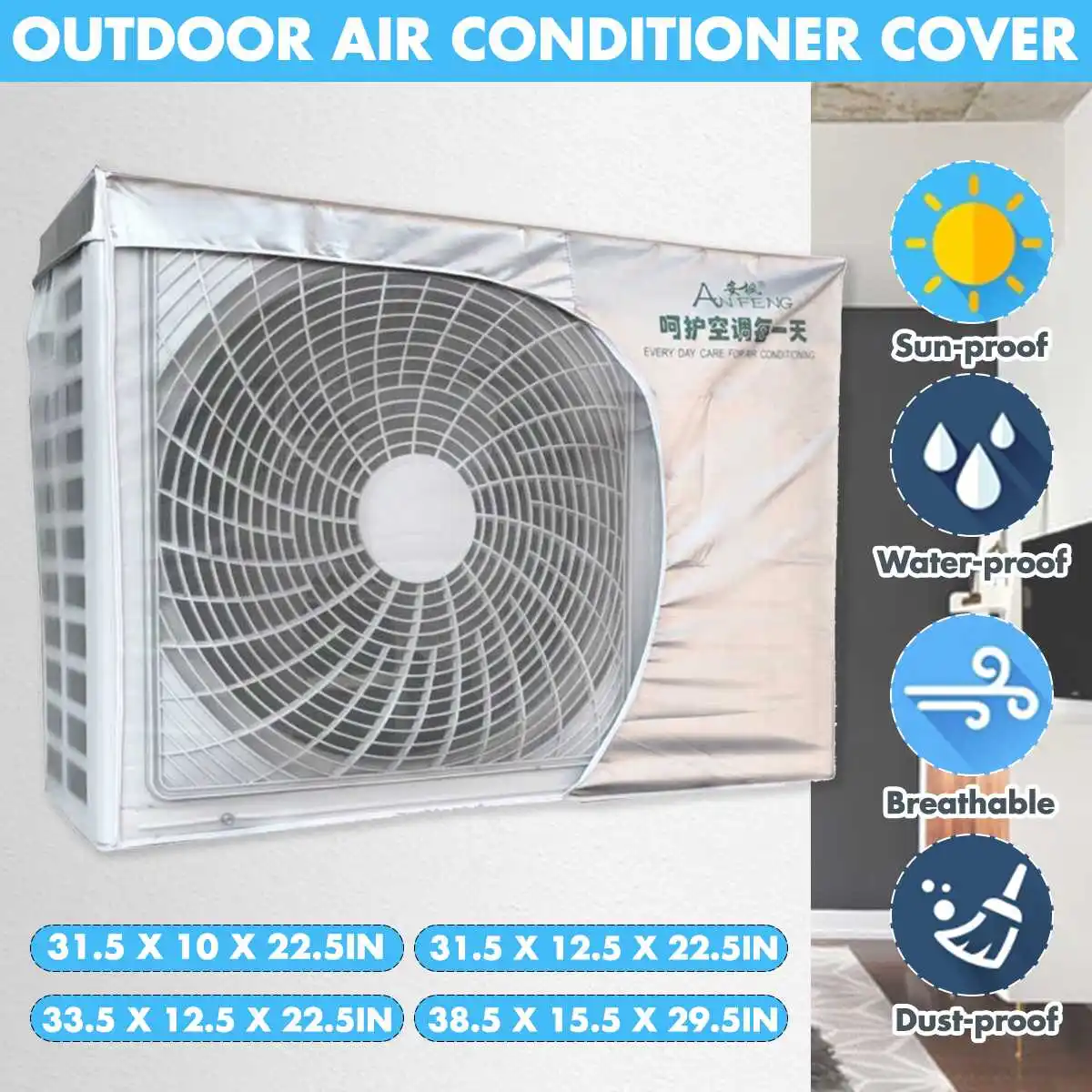 

Наружные Чехлы для кондиционирования воздуха, водонепроницаемый пылезащитный чехол, защита от солнца и дождя, защита от пыли, не нужно сним...