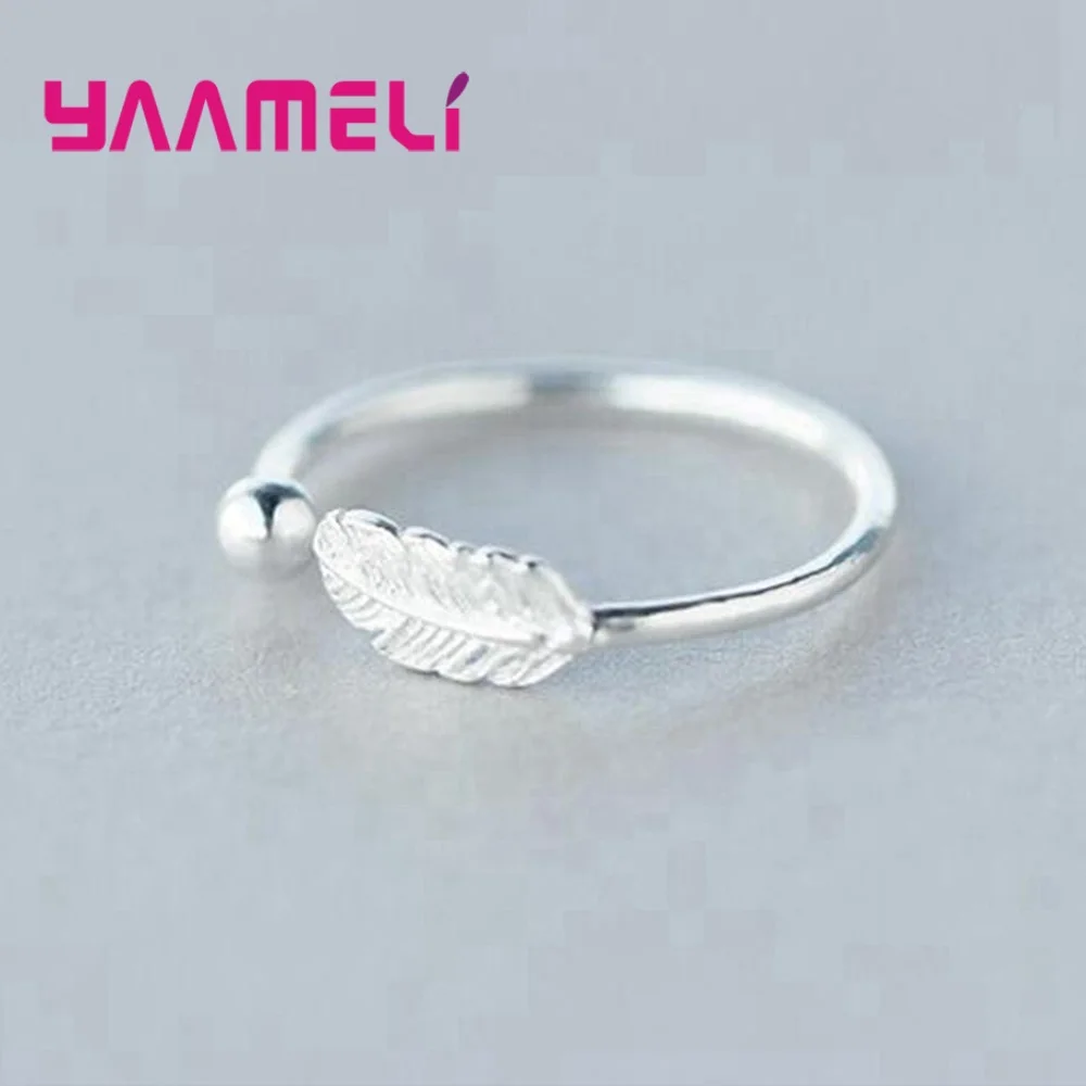 100% 925 пробы серебро трендовые кольца с открытым листом для женщин простые