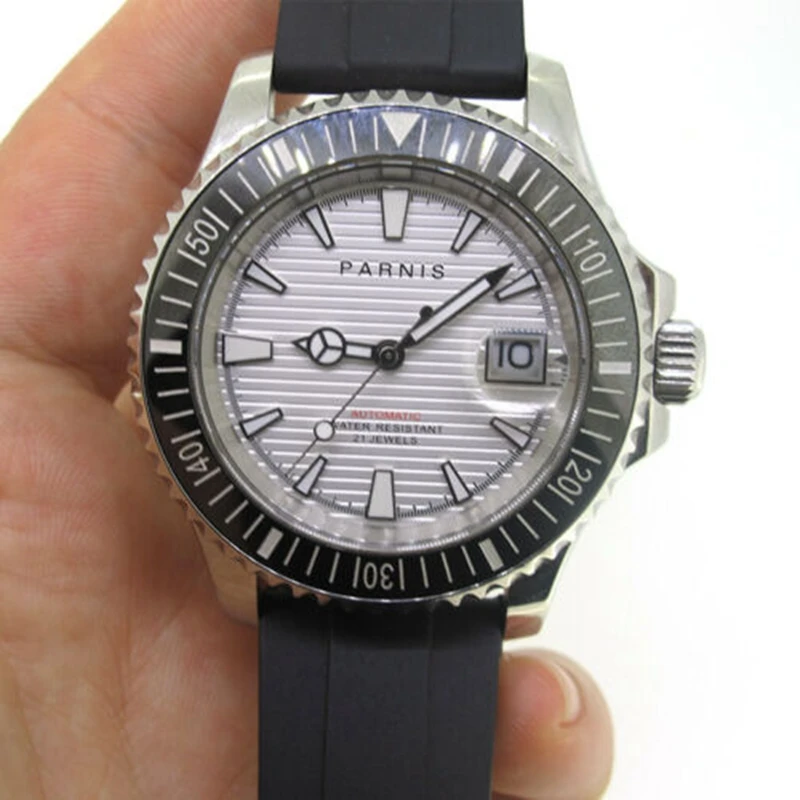 Мужские автоматические механические часы Parnis 40 мм 21 драгоценный камень Miyota8215