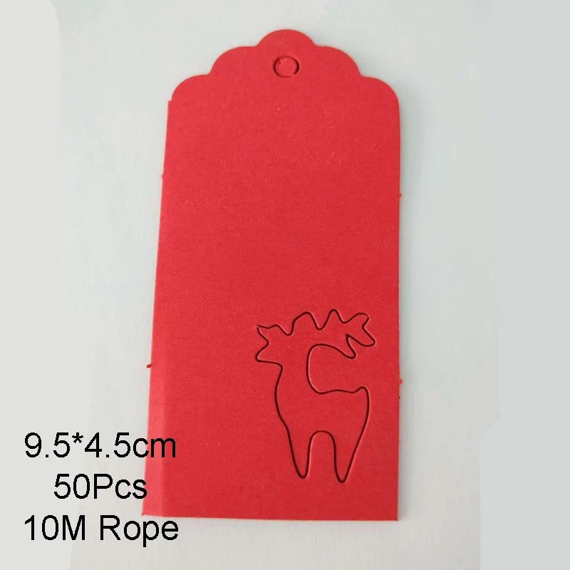 Red Deer Rope 50 шт. рождественские украшения для дома многоцветные бумажные бирки из крафт-бумаги Подвески Украшения для рождественской елки Декор Новогодний подарок Navidad - Цвет: Red Deer Rope