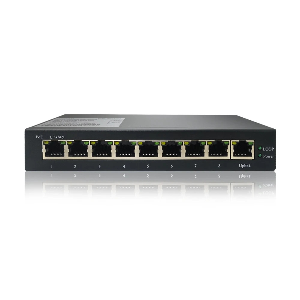 

Мини-переключатель, горячая распродажа, 9 портов, 10/100 м, ethernet-коммутатор POE с 8 портами POE, фиксированная vlan, обнаружение петли