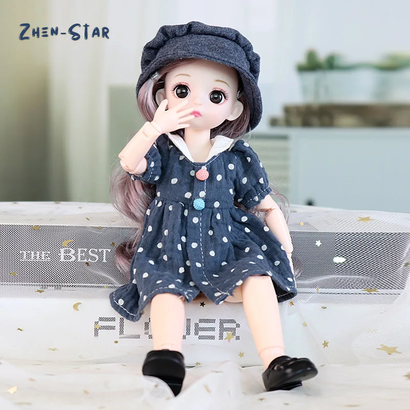 

1/6 BJD Doll 30cm 12 Movable Joints Cute 4D Big Eyes Multiple Hairstyle Babydoll Cartoon Can Dress Up Fashion Doll Toy Girl Gift