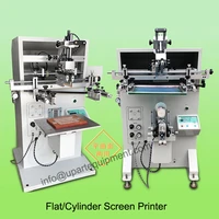 pneumatic flat bed and round silk screen printer machine for bags and cups