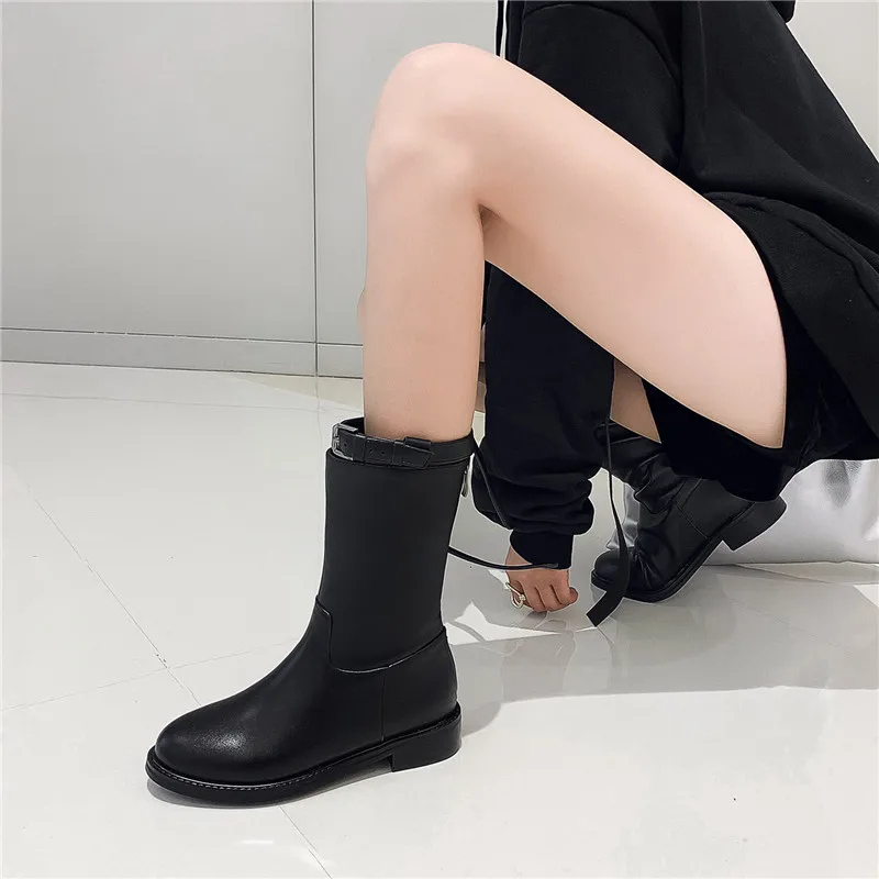 Женские ботинки Челси FEDONAS теплые офисные из натуральной кожи на высоком каблуке