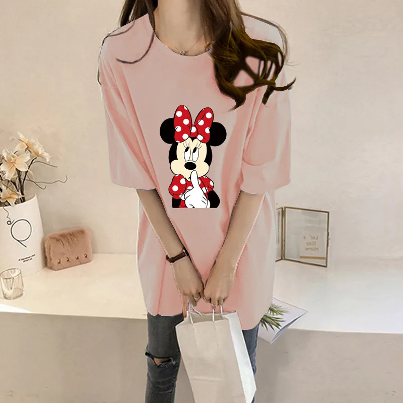 Летняя повседневная женская футболка с принтом мышки из мультфильма модная