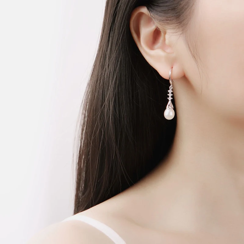 

Fashion Natural Freshwater Pearl Fashion Earrings 8-9mm black elegant Pearl Jewelry For Women wedding gift