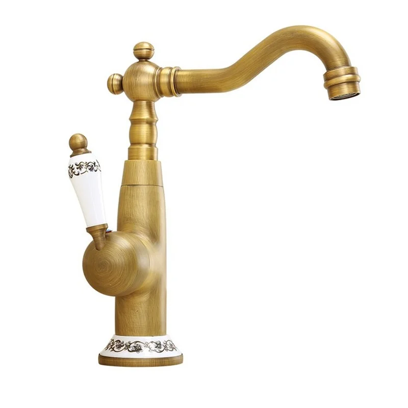

Copper Kitchen Hot and Cold Faucet Antique Retro Faucet Washing Basin Faucet Basin Faucet Rotatable