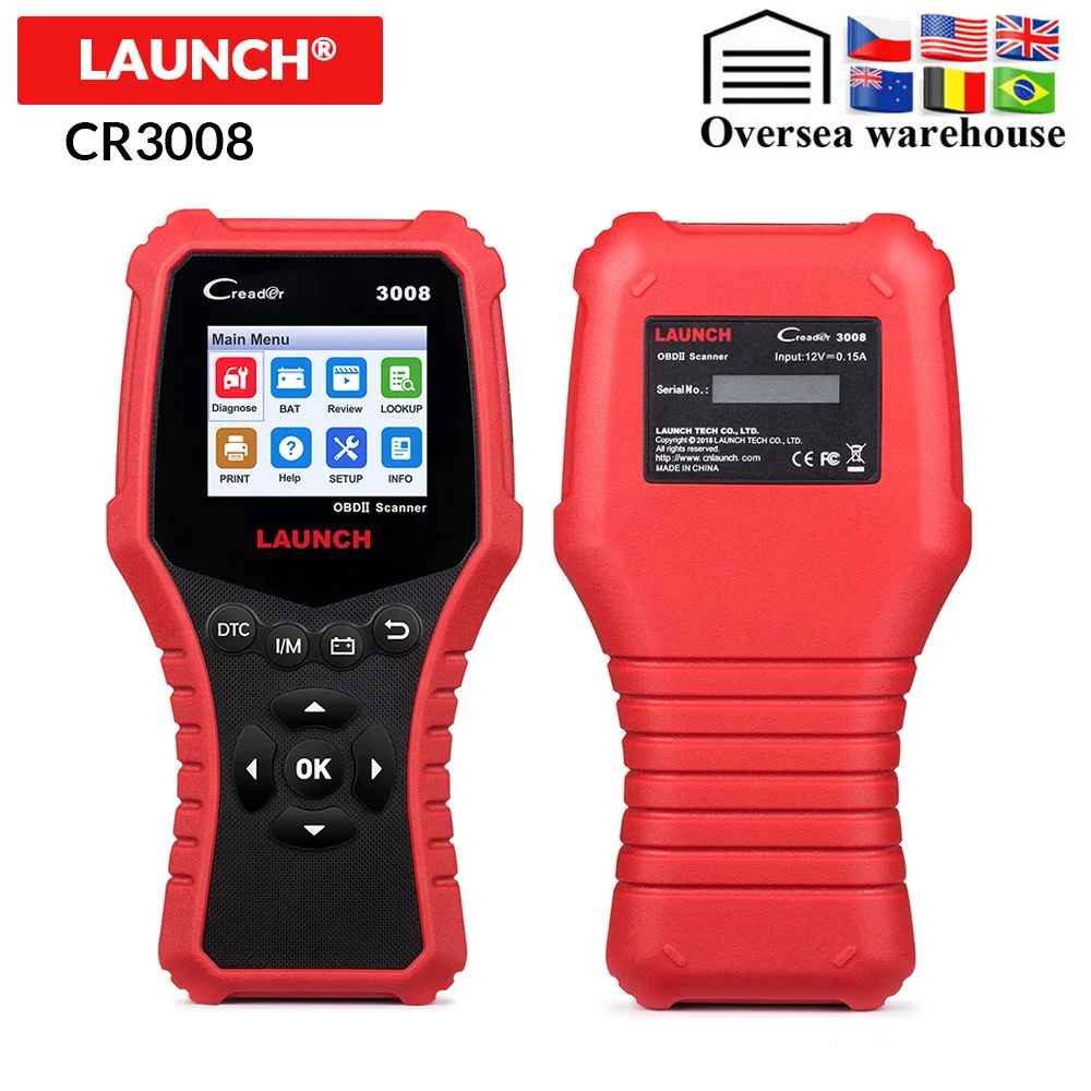 Авто Creader LAUNCH CR3008 OBD2 EOBD считыватель кода неисправности автомобиля сканер PK NT301 CR3001 KW850 OBDII считыватель кода ошибки для тестирования двигателя